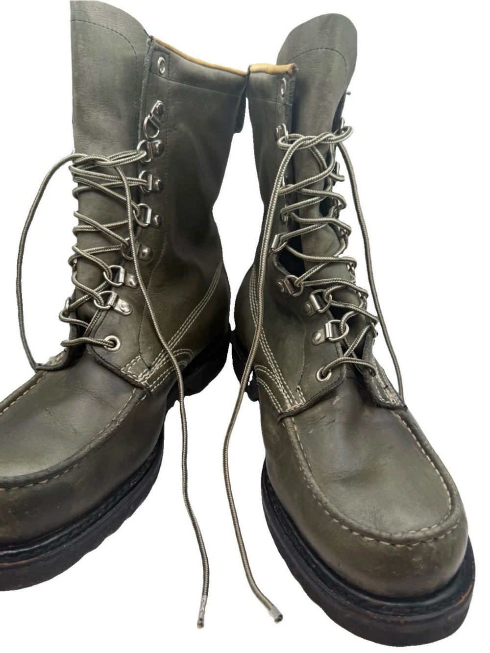 Vintage 70s Sears 4752 Olive Green Leather Moc Toe Work
Hunting Boots Size 9D